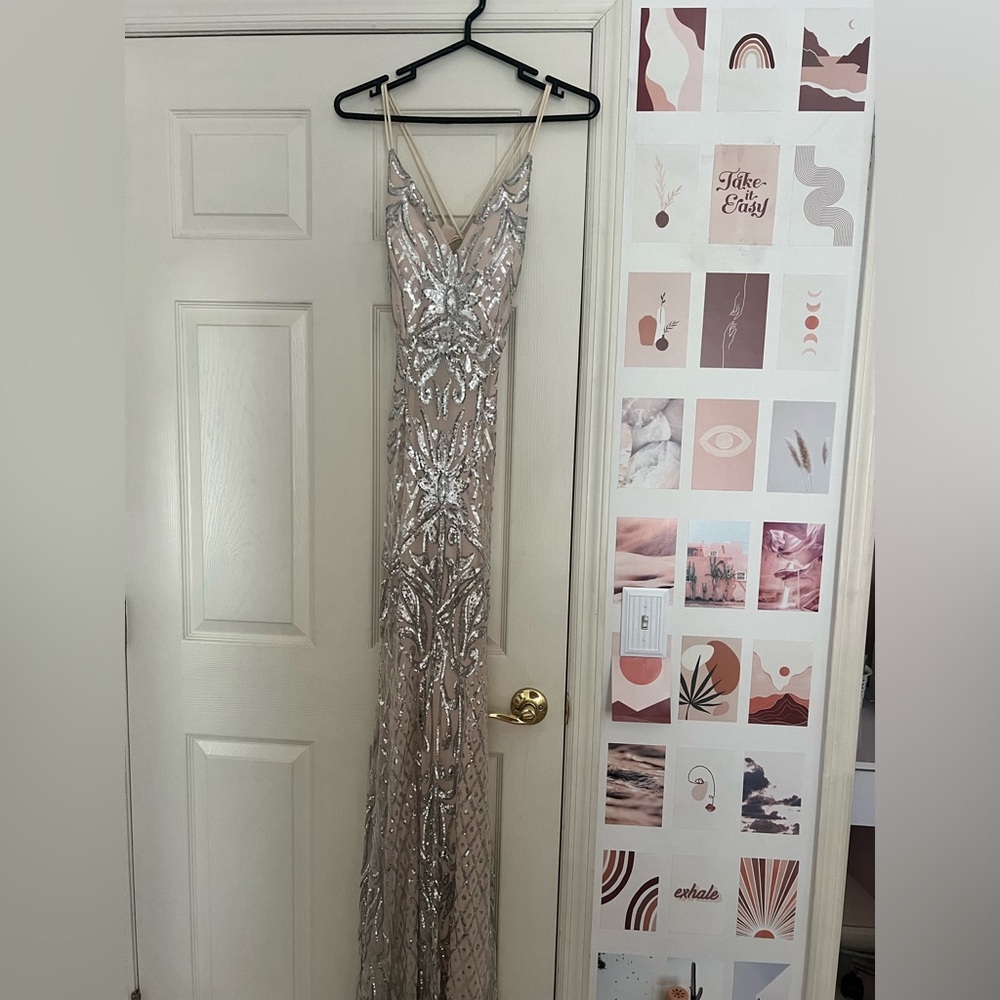 Crème - silver Prom dress